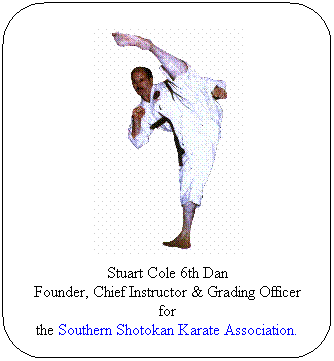 Flowchart: Alternate Process: Stuart Cole 7th Dan
Founder, Chief Instructor & Grading Officer for
the Southern Shotokan Karate Association.
